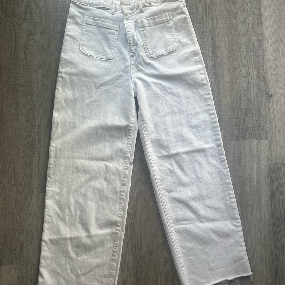 ANN MASHBURN White Straight Leg Jeans